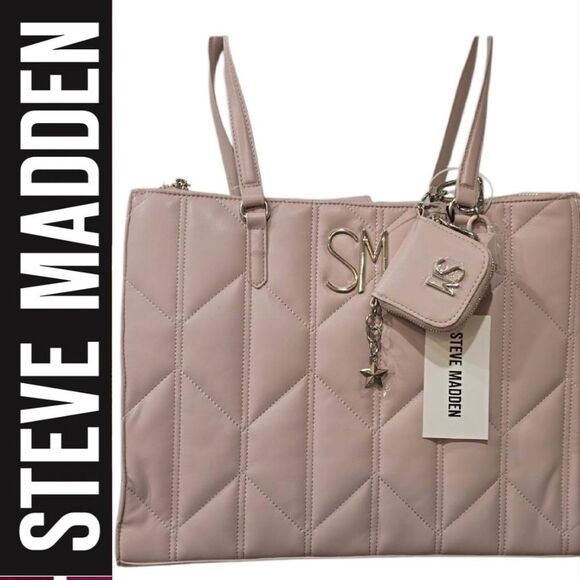 Steve Madden Quilted Tote Bag- Pink - Picture 1 of 10